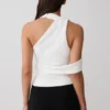 Top halter cruzado de crepé Sable – Blanco Top halter cruzado de crepé Sable – Blanco