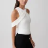 Top halter cruzado de crepé Sable – Blanco Top halter cruzado de crepé Sable – Blanco
