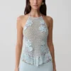 Top halter de croché Miley – Azul aguamarina claro Top halter de croché Miley – Azul aguamarina claro