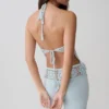 Top halter de croché Miley – Azul aguamarina claro Top halter de croché Miley – Azul aguamarina claro