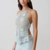 Top halter de croché Miley – Azul aguamarina claro Top halter de croché Miley – Azul aguamarina claro