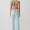 Pantalones de pierna recta con cintura de ganchillo Miley – Azul aguamarina claro