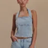 Top halter de Denim Dayna – Azul claro Top halter de Denim Dayna – Azul claro