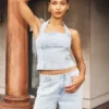 Top halter de Denim Dayna – Azul claro Top halter de Denim Dayna – Azul claro