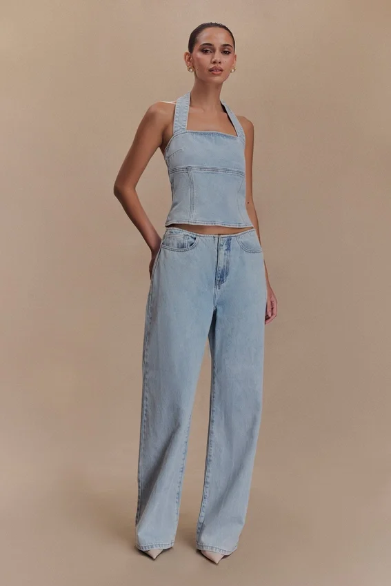 Top halter de Denim Dayna – Azul claro Top halter de Denim Dayna – Azul claro