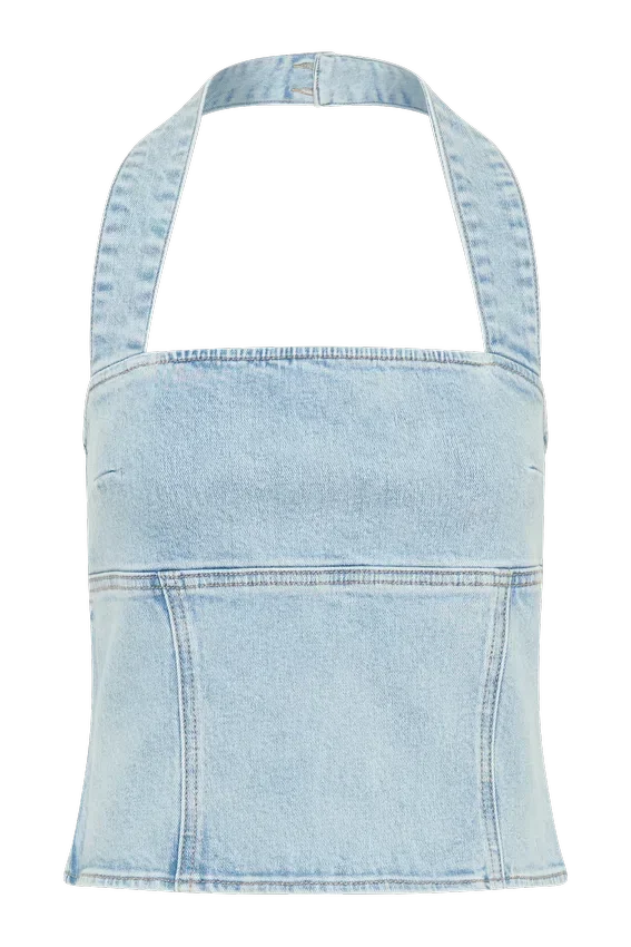 Top halter de Denim Dayna – Azul claro Top halter de Denim Dayna – Azul claro