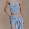 Falda de encaje y punto Lucy – Azul aciano Falda de encaje y punto Lucy – Azul aciano