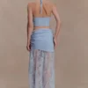 Falda de encaje y punto Lucy – Azul aciano Falda de encaje y punto Lucy – Azul aciano