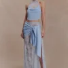 Falda de encaje y punto Lucy – Azul aciano Falda de encaje y punto Lucy – Azul aciano