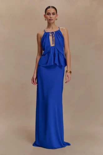Falda larga de gasa Katalina – Azul cobalto Falda larga de gasa Katalina – Azul cobalto