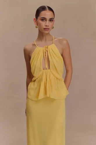 Top halter de gasa Korra – Butterscotch Top halter de gasa Korra – Butterscotch