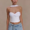 Top halter de gasa y lino Talia – Blanco Top halter de gasa y lino Talia – Blanco
