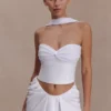Top halter de gasa y lino Talia – Blanco Top halter de gasa y lino Talia – Blanco
