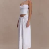 Falda midi drapeada de lino Talia – Blanca Falda midi drapeada de lino Talia – Blanca
