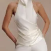 Top halter de satén Bianca – Marfil Top halter de satén Bianca – Marfil