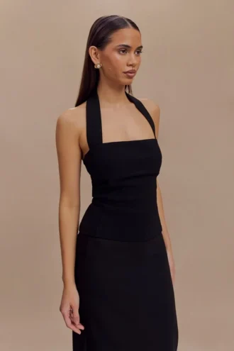 Top halter de traje Amelita – Negro