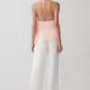 Top halter drapeado de satén Adelaide – Melocotón