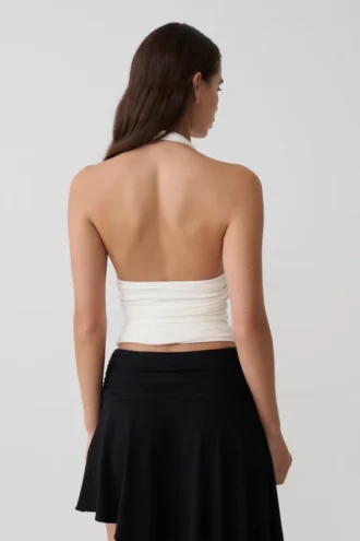 Top halter fruncido de modal Peregrine – Blanco