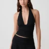 Top halter fruncido de modal Peregrine – Negro