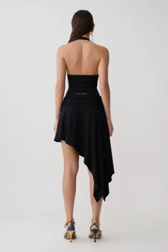 Falda midi tipo pañuelo de modal Talise – Negro