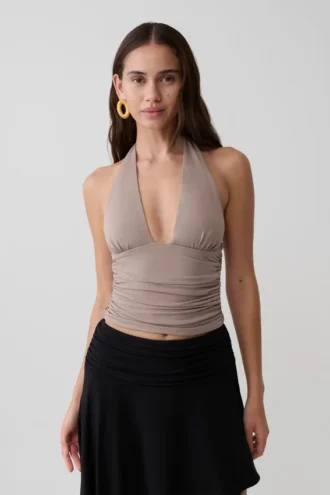 Top halter fruncido de modal Peregrine – Neutro