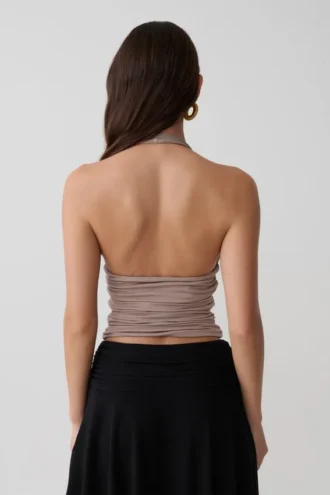 Top halter fruncido de modal Peregrine – Neutro