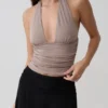 Top halter fruncido de modal Peregrine – Neutro Top halter fruncido de modal Peregrine – Neutro