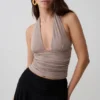 Top halter fruncido de modal Peregrine – Neutro Top halter fruncido de modal Peregrine – Neutro