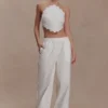 Top halter Kensley Broderie – Blanco