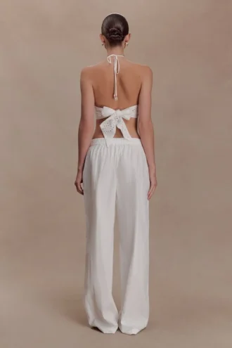 Top halter Kensley Broderie – Blanco