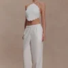 Top halter Kensley Broderie – Blanco