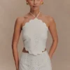 Top halter Kensley Broderie – Blanco