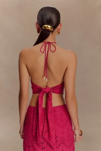 Top halter Kensley con bordado – Pitaya