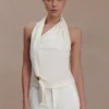 Top halter Marina con detalles metálicos – Marfil Top halter Marina con detalles metálicos – Marfil