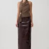 Top halter Marina con detalles metálicos – Marrón cacao Top halter Marina con detalles metálicos – Marrón cacao