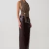 Top halter Marina con detalles metálicos – Marrón cacao Top halter Marina con detalles metálicos – Marrón cacao