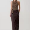 Top halter Marina con detalles metálicos – Marrón cacao Top halter Marina con detalles metálicos – Marrón cacao