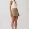 Falda con doble cinturón Marielle – Gris topo Falda con doble cinturón Marielle – Gris topo
