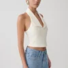Top halter sin mangas con cuello Calla – Marfil