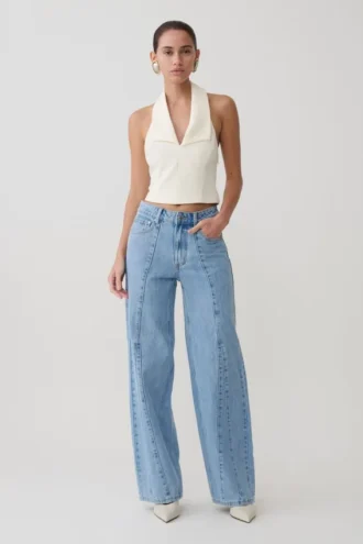Vaqueros Roy de talle medio y pierna ancha – Denim azul clásico