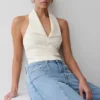 Top halter sin mangas con cuello Calla – Marfil
