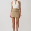 Falda con doble cinturón Marielle – Gris topo Falda con doble cinturón Marielle – Gris topo