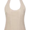Top halter tipo corsé de Denim Meadow – Lavado a la piedra