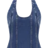 Top halter tipo corsé de Meadow Denim – Azul oscuro Top halter tipo corsé de Meadow Denim – Azul oscuro