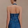 Top halter tipo corsé de Meadow Denim – Azul oscuro Top halter tipo corsé de Meadow Denim – Azul oscuro