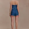 Top halter tipo corsé de Meadow Denim – Azul oscuro Top halter tipo corsé de Meadow Denim – Azul oscuro