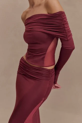Top Judy Slinky y malla con hombros descubiertos – Vino