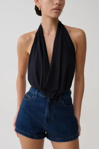Top modal con cuello vuelto Huyen – Negro