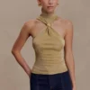 Top Nikki de lurex con detalles metálicos – Dorado Top Nikki de lurex con detalles metálicos – Dorado