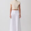Falda midi de cintura curvada Selma – Blanca Falda midi de cintura curvada Selma – Blanca